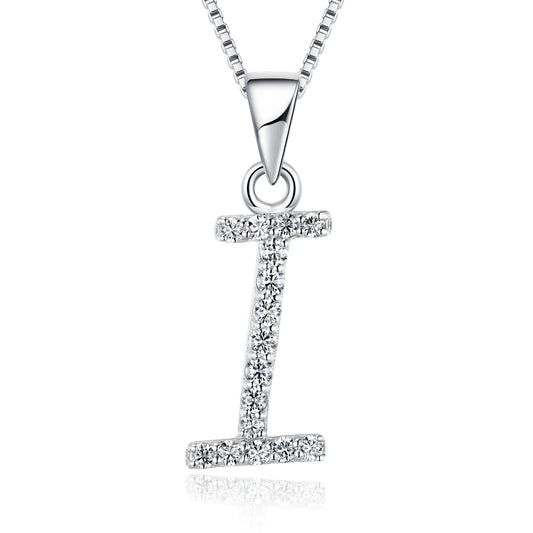 925 Sterling Silver Rhodium High Quality Plated 'Letter' Pendant Trendy Moissanite Necklace with Link Chain Tariff-Free Product