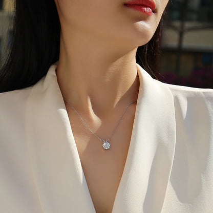 RTS Wholesale 2 Carat Moissanite Pendant Necklace 925 Sterling Silver with 6 Prong Setting Classic Jewelry Women Gift Necklace