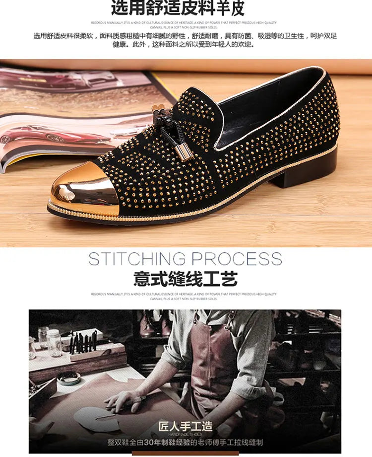 Autumn Metal Soup diamond COW LEATHER Luxurious Commercial affairs Customized Personality Party Socialize Shoes