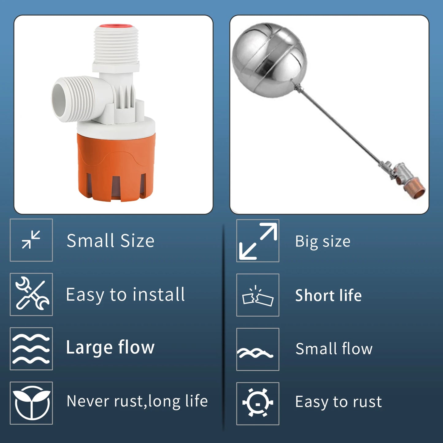 Easy Maintenance 1/2"  Float Valve for Horse Drink Trough 1"  Pig Drink Trough Float Valve 3/4"  Stock Drinking Fountain Valves