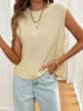 Women's Vintage Ice Silk Knitted Vest Spring Summer Casual Cross-Border Fashion Solid Layered Sleeveless Top Apricot Thin