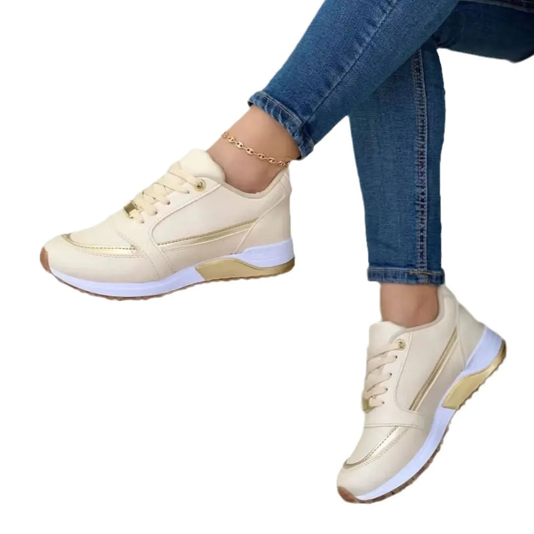 Large Size Cross Lace-up Flat Round Head Color Matching Casual Sneakers