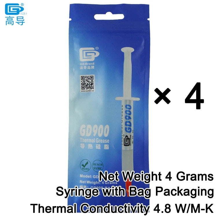 4 PCS Net 4 Grams Gray GD900 4.8W/M-K Thermal Conductive Grease Paste Silicone Plaster Heat Sink Compound for CPU Cooling Sheet