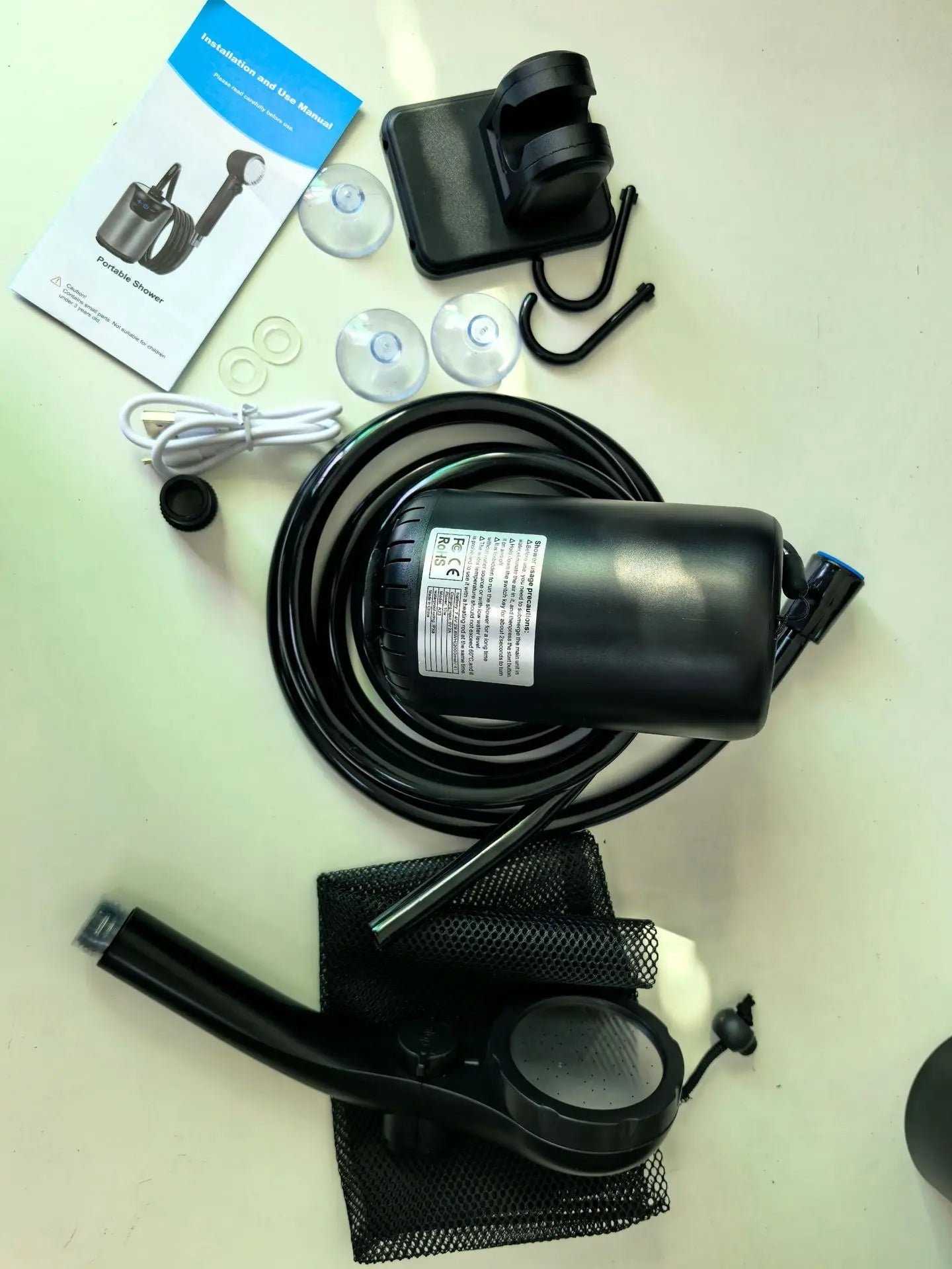 Portable Shower for Camping, 8000mAh Rechargeable Camping Shower with Intelligent LED Display, 4 Spray Modes