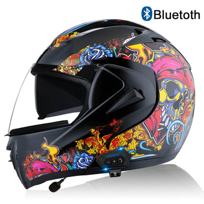 Carbon Fiber Pattern Electric Scooter Motorcycle Blueto0th Wireless Headphone Speaker Open Face Double Lens Full Face Helmets