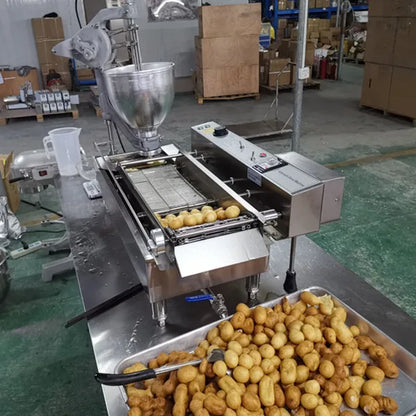 Fully Automatic Electric Donut Frying Machine Conveyor Belt High Productivity 304 Stainless Steel Commercial Bakery Flour Mill