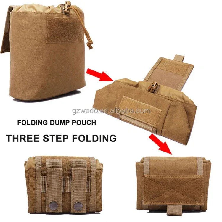 Folding Mini Molle Drawstring Tactical Dump Pouch for Outdoor Hunting Shooting Minimalist Large Recovery Tactical Drop Pouch