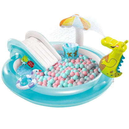 INTEX 57165 Children's Crocodile Garden Inflatable PVC Water Park Pool with Slide Spraying Water for Kids