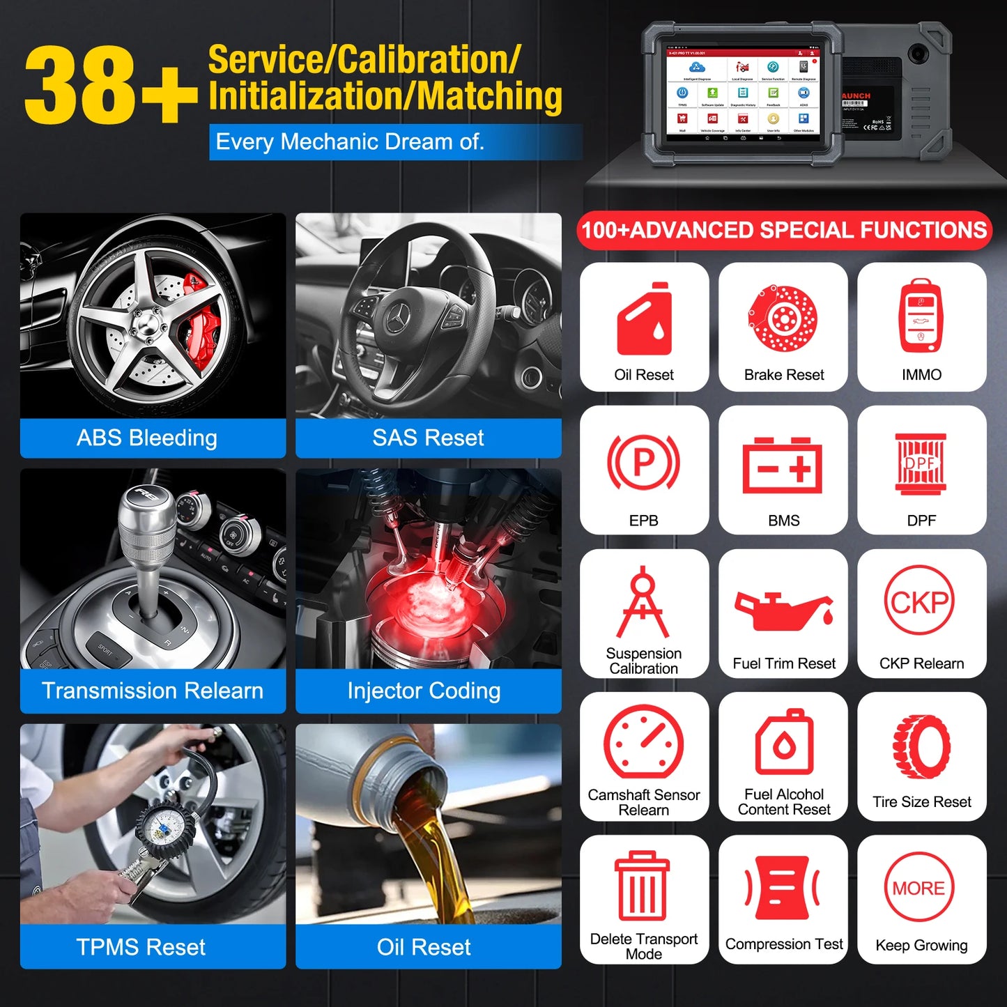 Launch X431 PRO TT Full System Diagnostic Tool Machine for All Cars OBD2 Scanner 2 Years Free Update