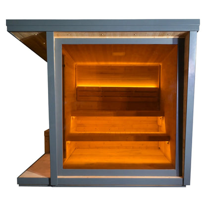 Personalization Customize Grey Outdoor Sauna Modern Wet Steam Sauna Spruce Eco-Friendly 4 Person Hot Rock Stove