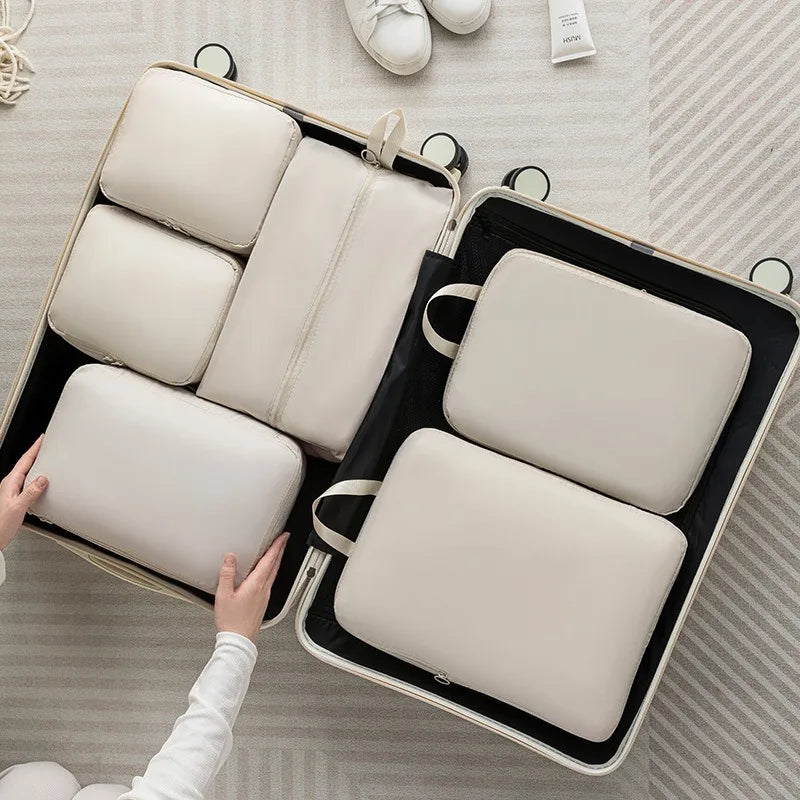 Factory 6 Pieces of Sets Portable Clothes Pouch Travel Bag Set Suitcase Organizers Packing Cubes Luggage Organizer for Travel
