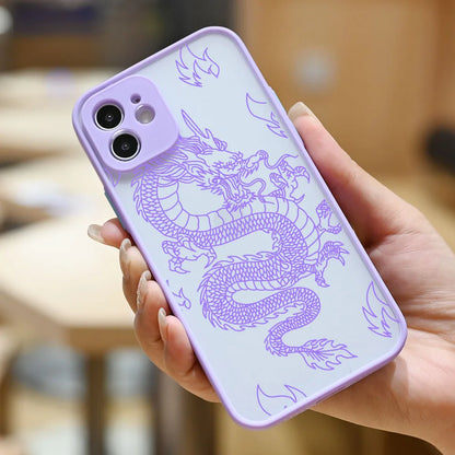 Fashion Purple Dragon Animal Pattern Phone Case For iPhone 16 15 14 13 12 11 Pro Max Mini SE 7 8 Plus Cover Glossy Hard Coque