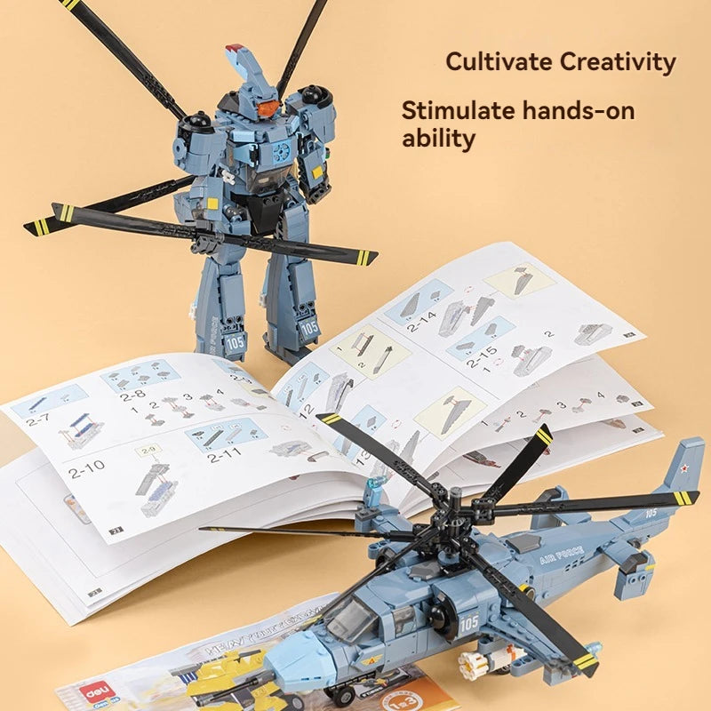 Deli YP120 Assemble Educational Toys Combined Building Block Mecha Robot Building Block Suit for Children 12pcs Per Carton Set