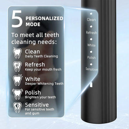Ipx7 Adult Timer Oral Cleaning Whitening Teeth Brush Soft Bristle Sonic Electric Toothbrush