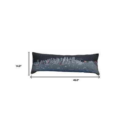 Seattle Nighttime Skyline Lumbar Decorative Pillow 46\" Black Seattle Nighttime Skyline Home & Office Throw Pillow