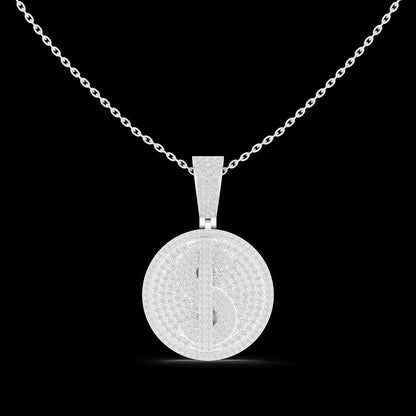 Women's Silver Minimalist Luxury Diamond Medallion Pendant Sparkling Gold Plated Modern Elegant Engagement Anniversary Wedding