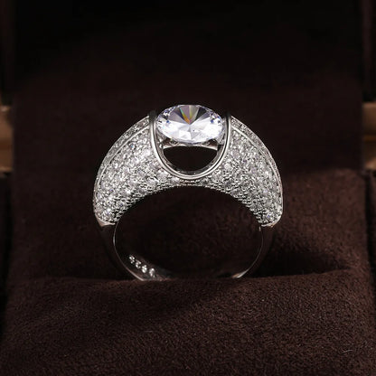 F667 Diamond Ring White Gold Round Brilliant Cut Natural G Color Women's Engagement Jewelry
