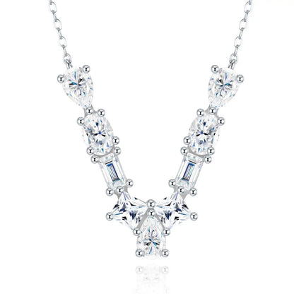 Pass Diamond Tester Letter C Multi Cut VVS Moissanite Necklace 925 Silver Platinum Plated Elegant Fine Jewelry Necklace