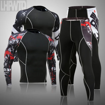 Men's Thermal Underwear Set MMA Tactics Leggings Solid Color Costume Compress Fitness Long Johns Men Winter Brands  Men