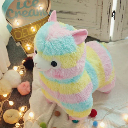 YOMDID 25/35cm/50cm Rainbow Alpaca Plush Cushion Kawaii Stuffed Cushion Cartoon Alpaca Plush Doll Christmas Children Kids Gift