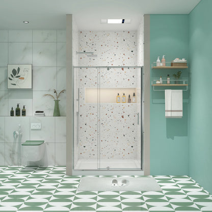 56-60" X 71" Chrome Pivot Shower Door, 1/4" SGCC Tempered Glass & Reversible Installation