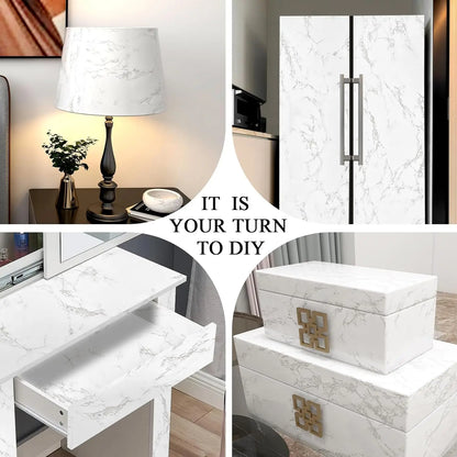 15.75x196.8 Inch Marble Wallpaper Peel and Stick Waterproof Vinyl Self Adhesive Wall Stickers Marble Sticker for Kitchen Cabinet