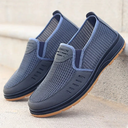 Summer  Beijing Cloth Shoes Breathable Casual  Elderly Shoes One Step Mesh  Men's Casual Shoes