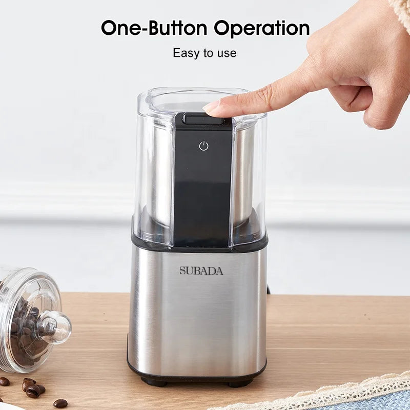 New Household Coffee Bean Grinder Stainless Steel Portable Nut Grains and Dry Spice Herbs Grinder Small Automatic Grinder