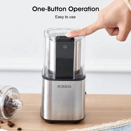 New Household Coffee Bean Grinder Stainless Steel Portable Nut Grains and Dry Spice Herbs Grinder Small Automatic Grinder