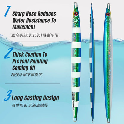 Long Blade Fishing Lure Metal Jig 60g 80g  Lead Fish Glow Paint Metal Lure  Long Casting Jig Lures Saltwater Sea for Snappers