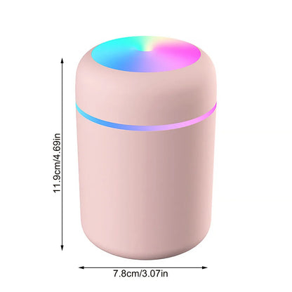 Multi-Function Car-Mounted Ultrasonic Humidifier with RGB Ambient Lighting and 300ml Aromatherapy Diffuser for Compact Spaces