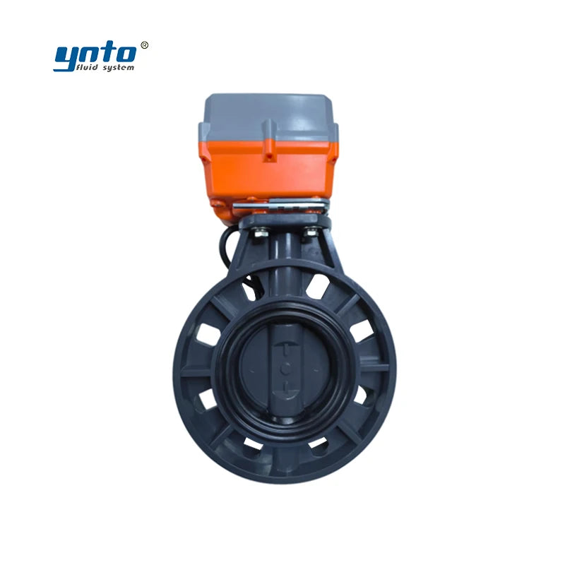 YNTO Custom Industrial 4 Inch Electric Actuated Butterfly Valve Flow Control 3 Inch PN16 for Water & Gas PVC PP UPVC Material