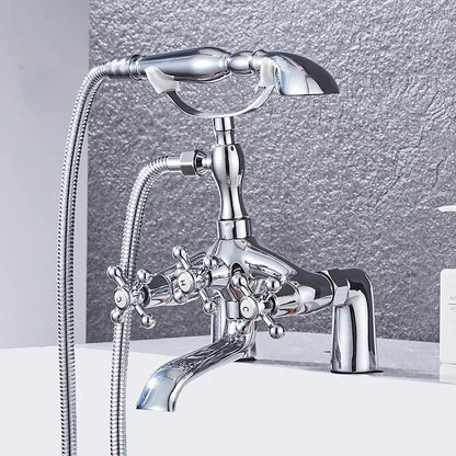 European Style Deck Mount Bathtub Faucet Antique Shower Mixer Tap with Shower Head