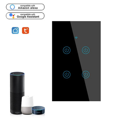 LangYeao US WiFi Smart Wall Light Switch 1/2/3/4 Gang Touch Panel with Neutral Wire Compatible with for Tuya App & Smart Life