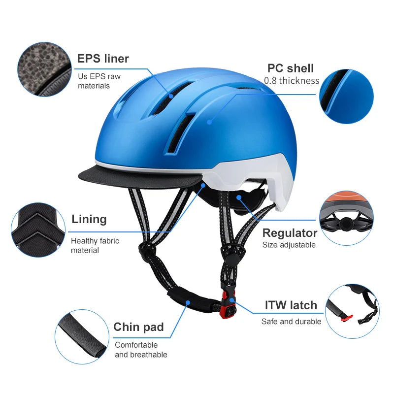 Keplo CE Dual Sport Unisex E Scooter & Mountain Bike Helmet Ultralight Adjustable Durable PC+EPS Material Outdoor Cycling Safety