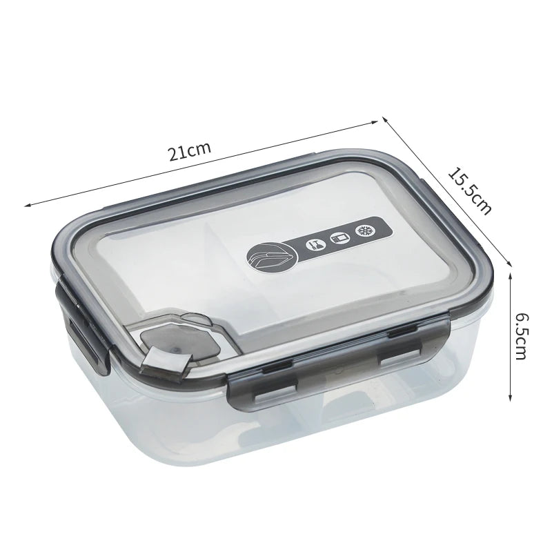 School Office Reusable Microwaveable Meal Prep Food Storage Container BPA-free PP 3 Compartment Simple Plastic Bento Lunch Box