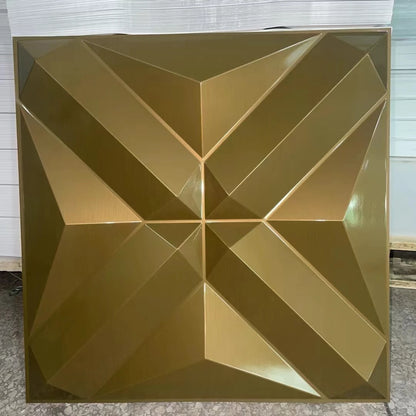 Irini 2024 Hot Selling PVC Deep Brushed Gold 3D Wall Panels Waterproof Fireproof Easy Install Household Interior Wall Decor