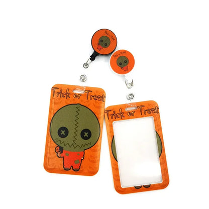 Halloween Trick R Treat Art Cartoon Anime Fashion Lanyards Bus ID Name Work Card Holder Accessories Decorations Kids Gifts
