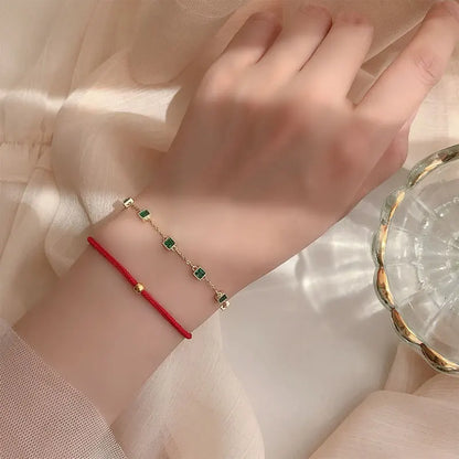925 Sterling Silver Simple Emerald Crystal Bracelet For Women Light Luxury Temperament Mother's Day Jewelry Gift