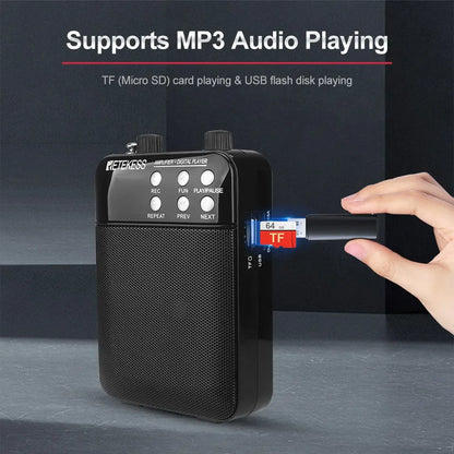 Retekess TR619 Megaphone Portable 3W FM Recording Voice Amplifier Teacher Microphone Speaker Mp3 Player FM Radio for Tour Guide