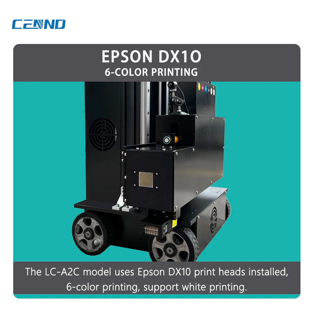 CENND LC-A2C Portable Semi-Automatic UV Inkjet 6-Color Wheel Wall Printer DX10 Print Head DTF 3D Effect New 2-Year Warranty