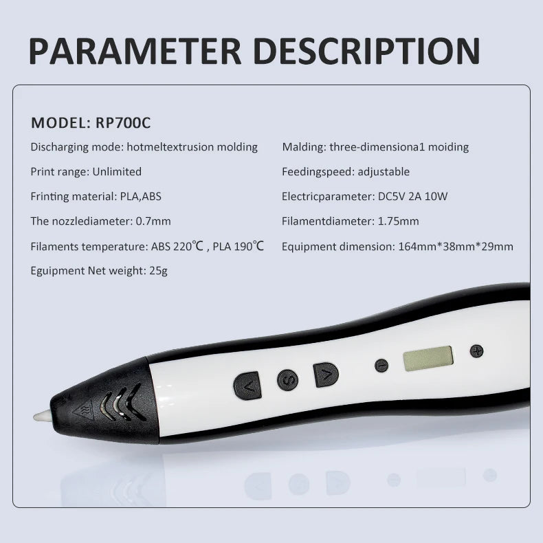 JER Hot Sales 3d Pen 3d Drawing Printer Pen with LCD Display Professional 3d Printing Pen Child Wireless