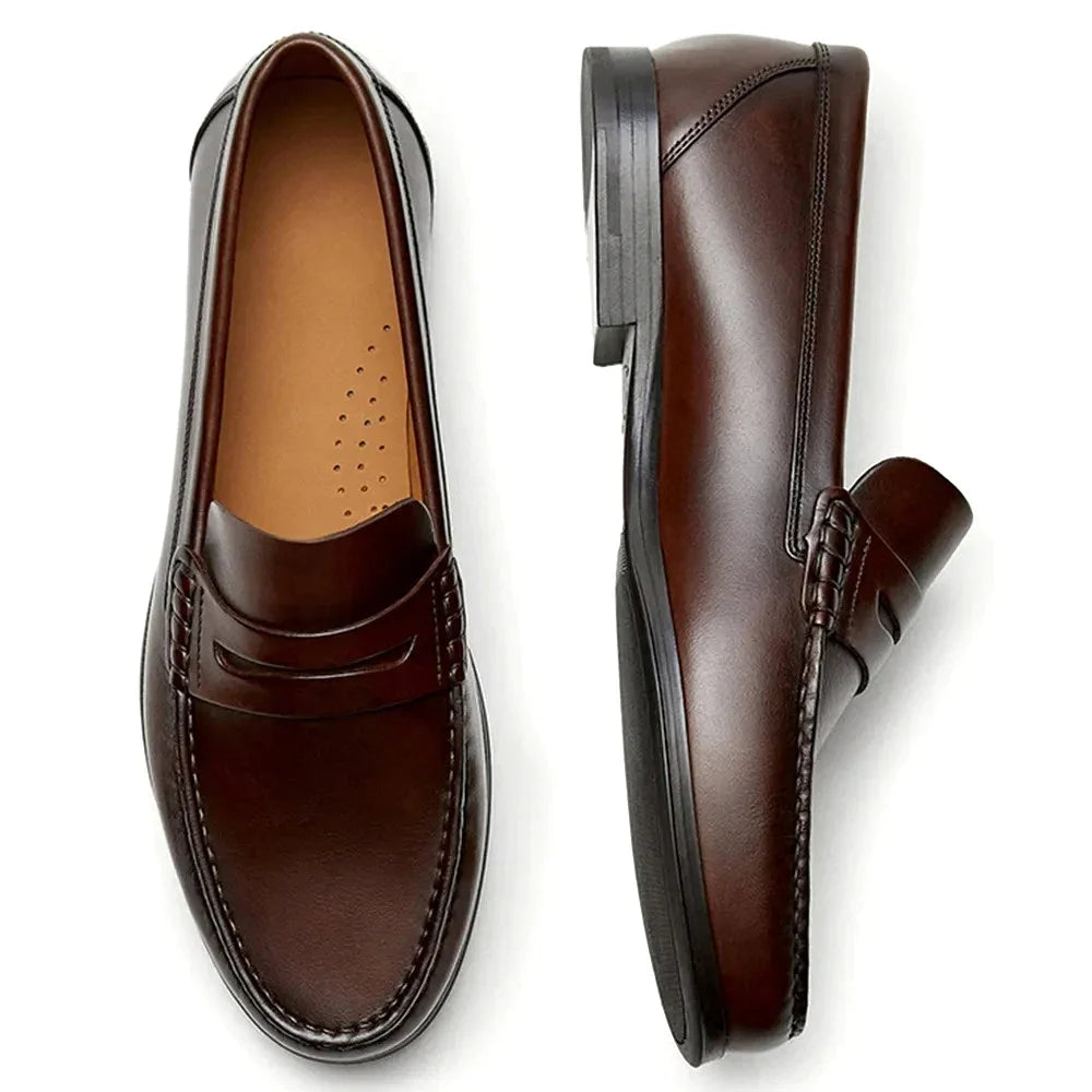 Vintage Calf Leather Men's Loafer Shoes High Quality Handmade Wear-Resistant Brown Pure Leather Casual Shoes