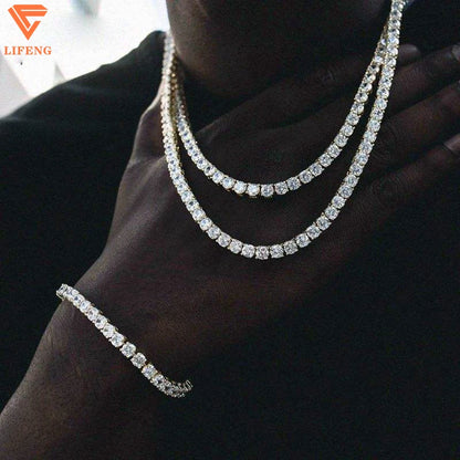 Fine Jewelry Popular White Gold Plated 925 Silver Iced Out Chain 8mm VVS Moissanite Hip Hop Rope Chain Necklace Charm for Men