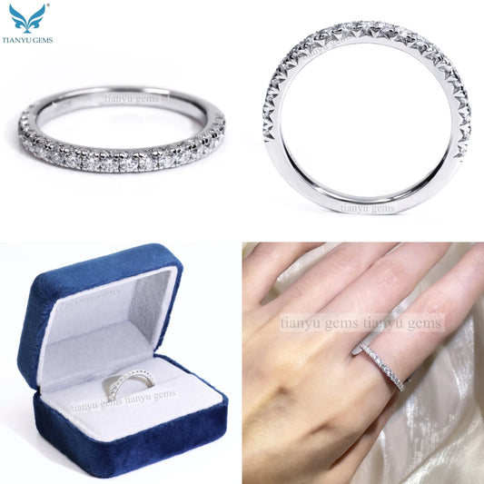 Tianyu Gems Moissanite Pinky Ring Silver Jewelry Men Half Eternity 925 Sterling 18k Gold Plated VVS Moissanite Women Ring by PDG ibma
