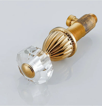 Gold Crystal 3-Hole Basin Split Faucet Bathroom Cabinet Full Copper Washbasin Under Counter Basin Cold and Hot Water Faucet CF96