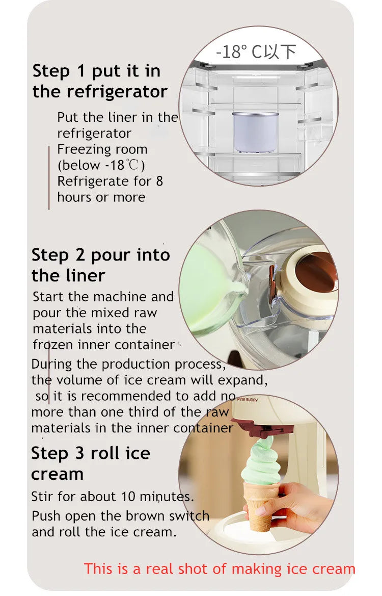 Automatic Bench Top Simple Operation Large Capacity Mini Soft Ice Cream Machine for Home DIY Ice Cream Machine Manual