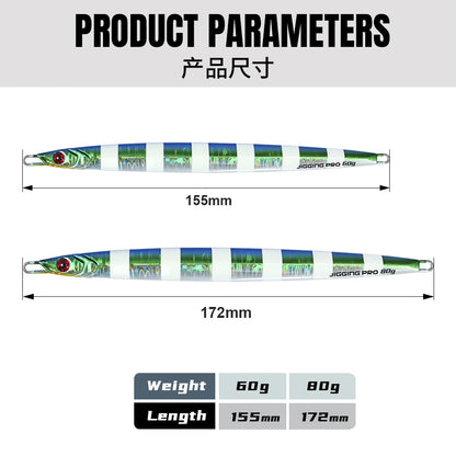 Long Blade Fishing Lure Metal Jig 60g 80g  Lead Fish Glow Paint Metal Lure  Long Casting Jig Lures Saltwater Sea for Snappers