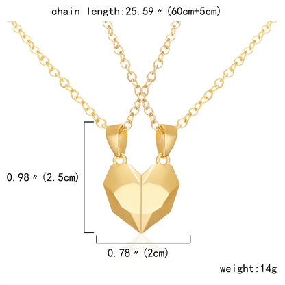 2Pcs Magnetic Heart Couple Necklace For Women Valentine's Day Sweater Chain For Best Friend Lovers Wedding Party Gift Jewelry