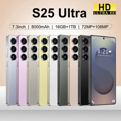 Hot Selling Original S25 Ultra Smartphone 16GB+1TB Unlocked 4K Screen Resolution 108MP Low Price Celulares Wholesale Telephone
